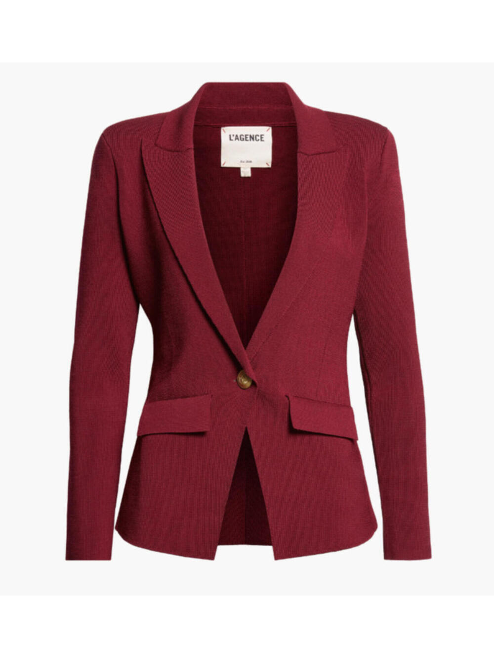 NEW, L'AGENCE Chamberlain Knit Blazer in Dark Port/Gold Sz L #SJ2308